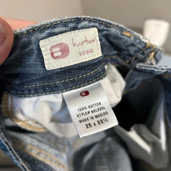 Vintage BKE Harbor Distressed Frayed 100% Cotton Long Flare Jeans Size 25 Y2K - Picture 10 of 12